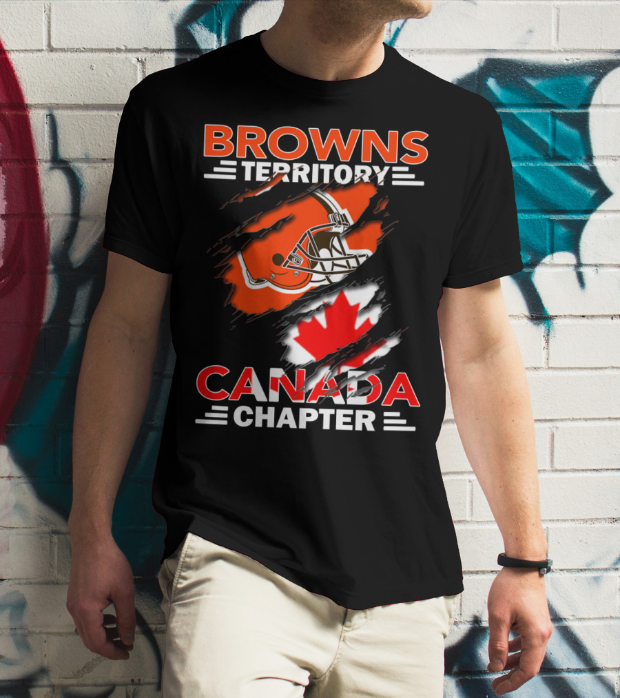Browns Territory Canada Chapter Helmet And Maple Leaf T-Shirt