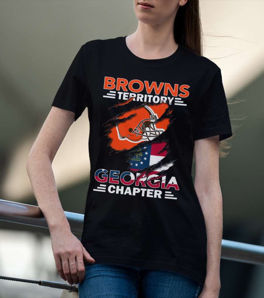 Browns Territory Georgia Chapter Helmet And Flag T-Shirt