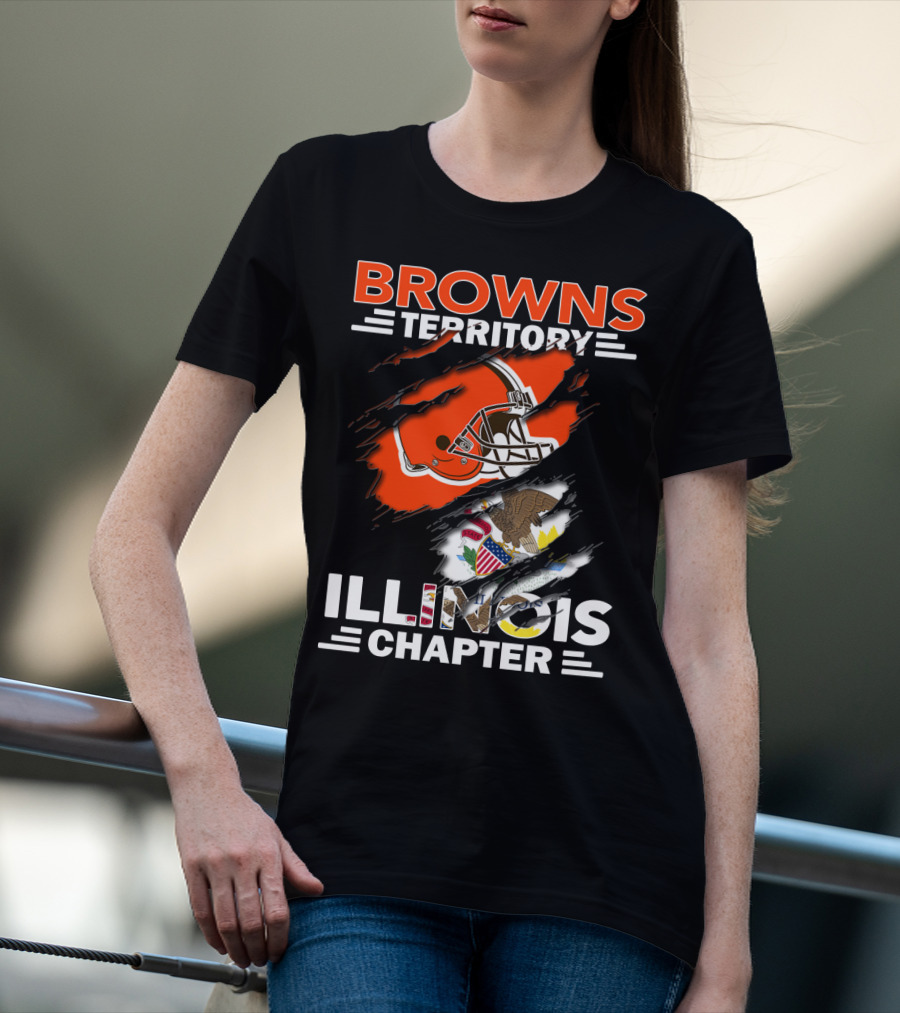 Browns Territory Illinois Chapter Helmet And American Eagle T-Shirt