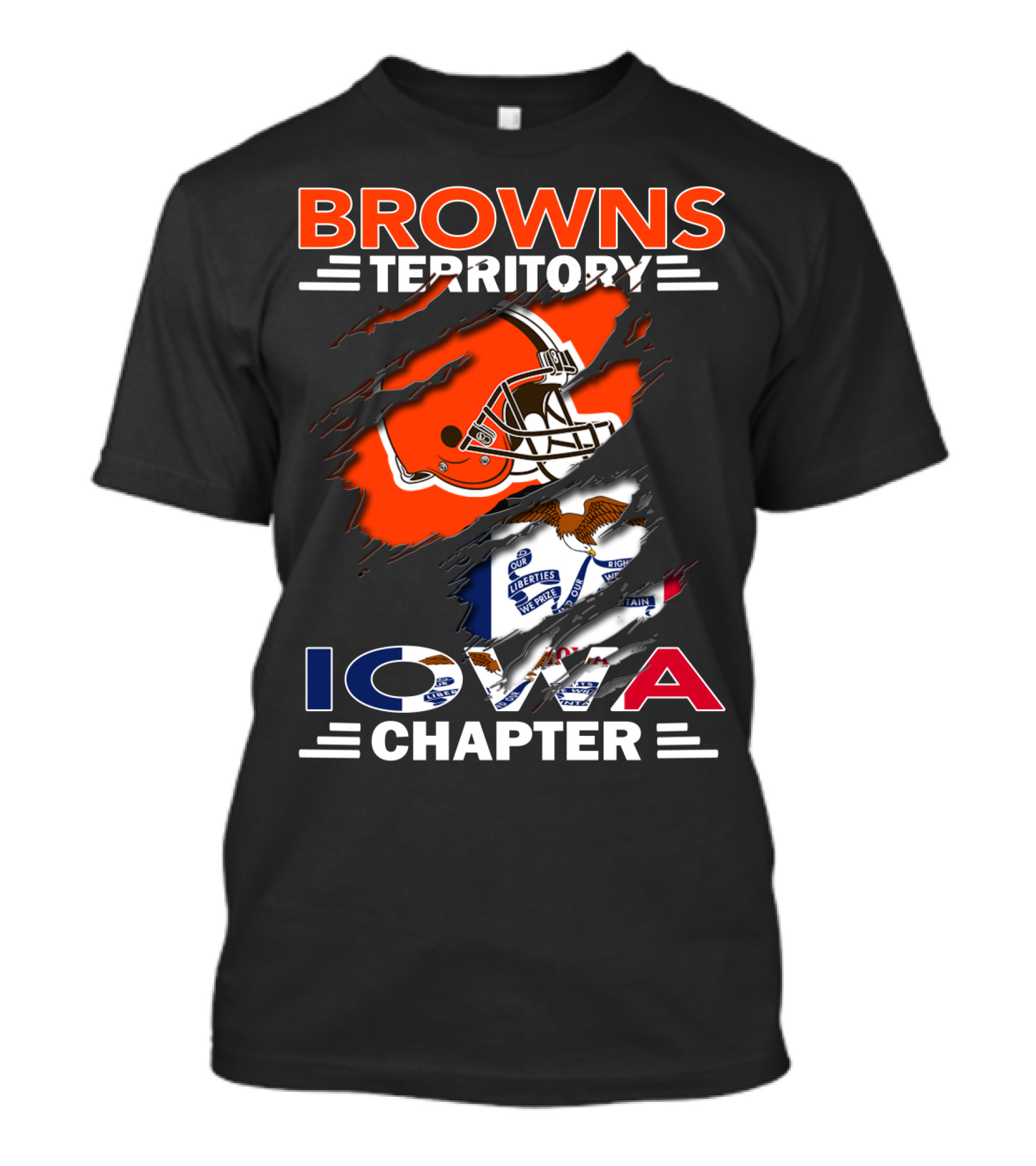 Browns Territory Iowa Chapter Helmet And Flag T-Shirt