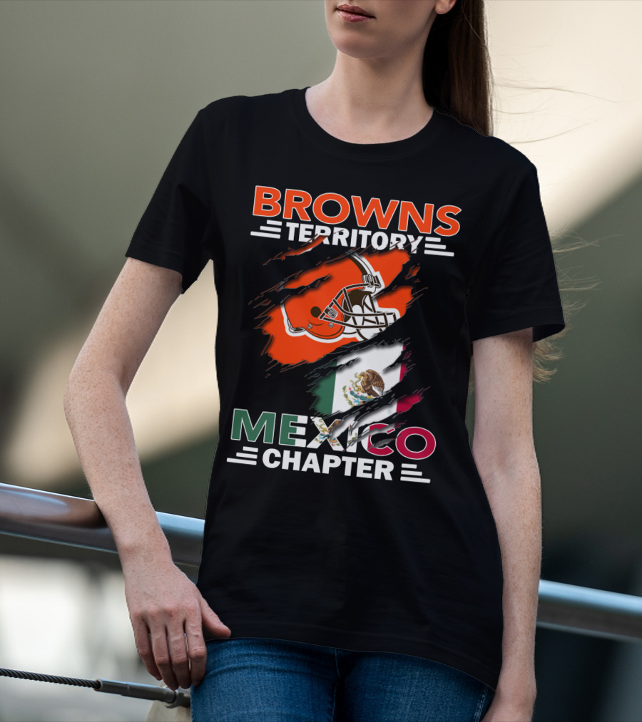 Browns Territory Mexico Chapter Cleveland Football Helmet Mexican Flag T-Shirt