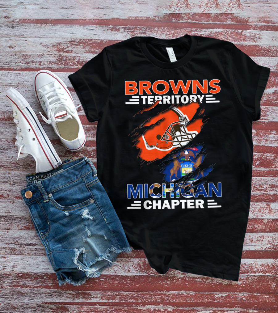 Browns Territory Michigan Chapter Helmet And State Emblem T-Shirt