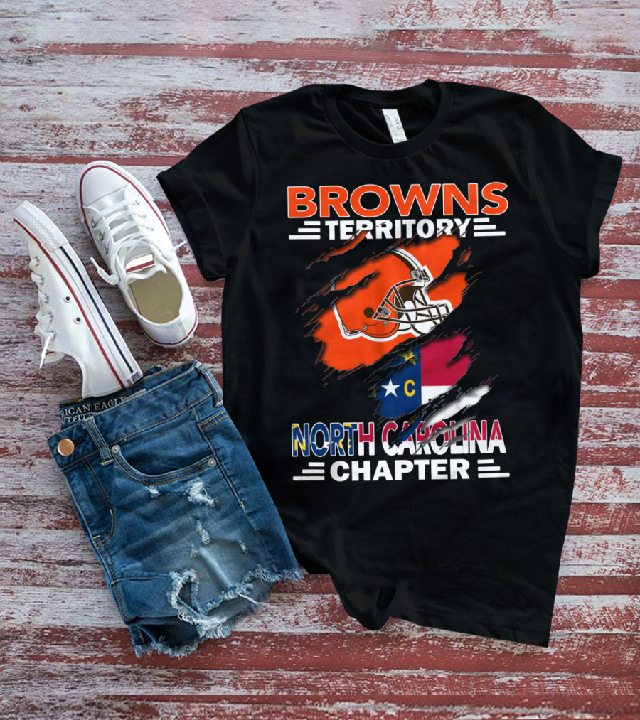 Browns Territory North Carolina Chapter Helmet And Flag T-Shirt