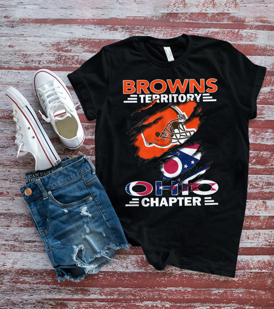 Browns Territory Ohio Chapter Helmet Flag T-Shirt