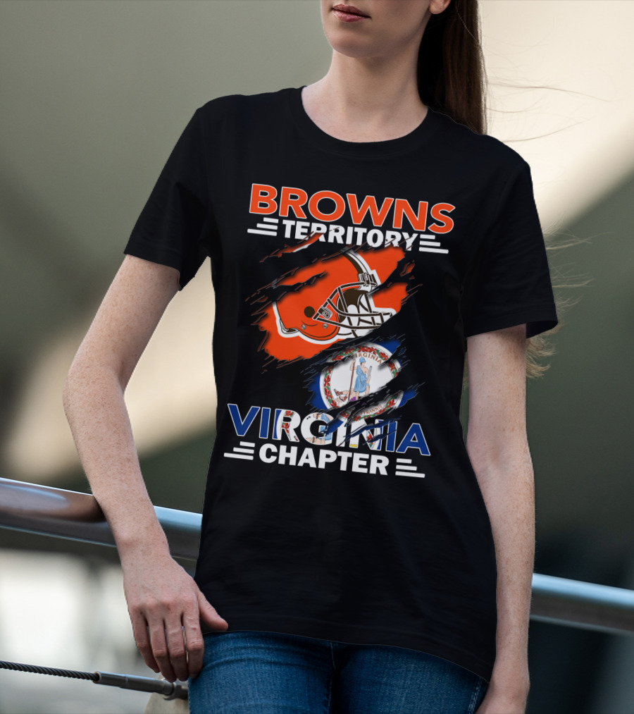 Browns Territory Virginia Chapter Helmet Virginia State Flag Fusion T-Shirt