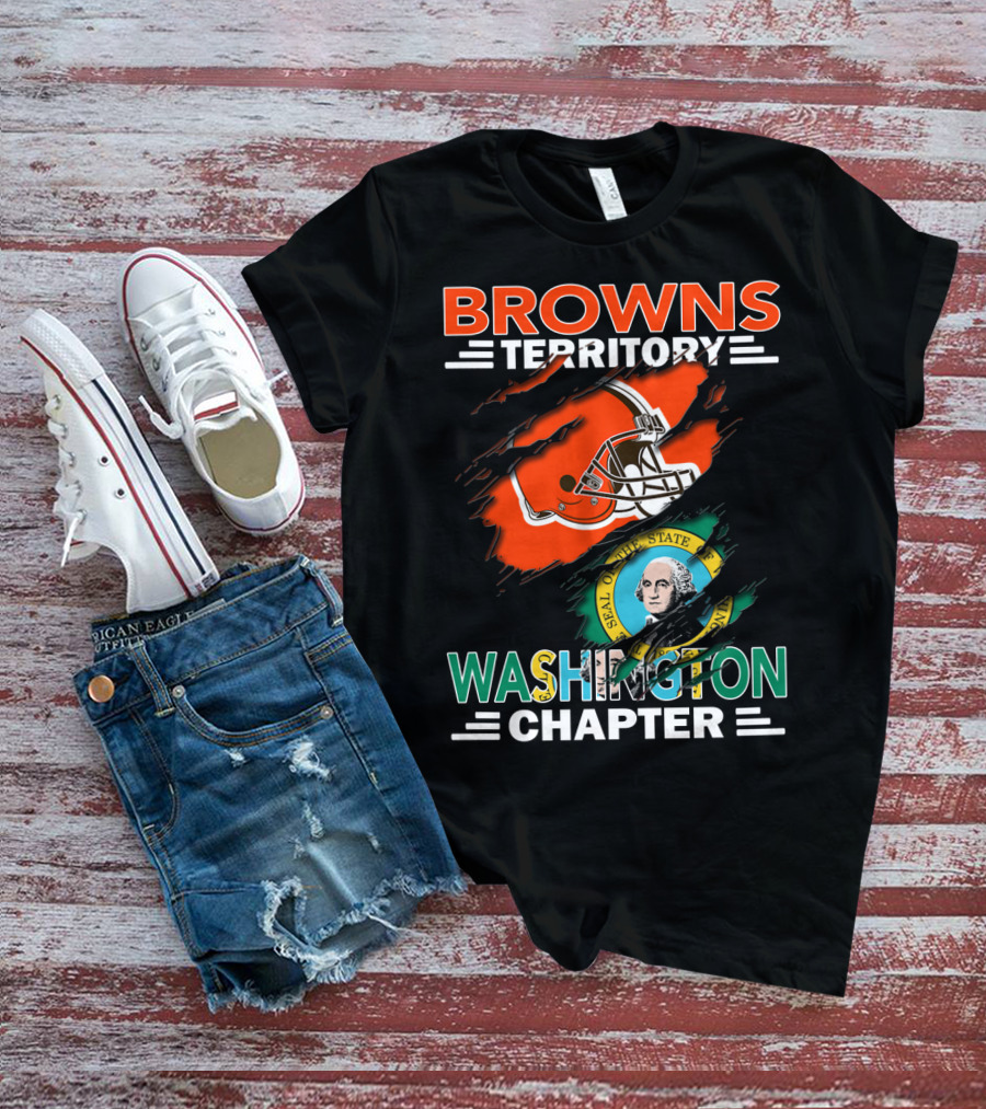 Browns Territory Washington State Chapter Seal Football Helmet Fan T-Shirt
