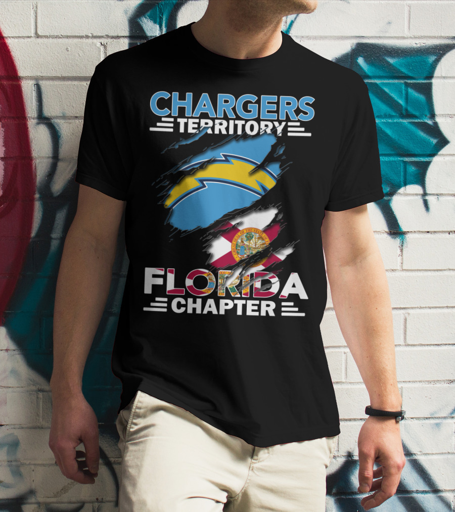Chargers Territory Florida Chapter Logo With Florida State Flag And Bolt T-Shirt