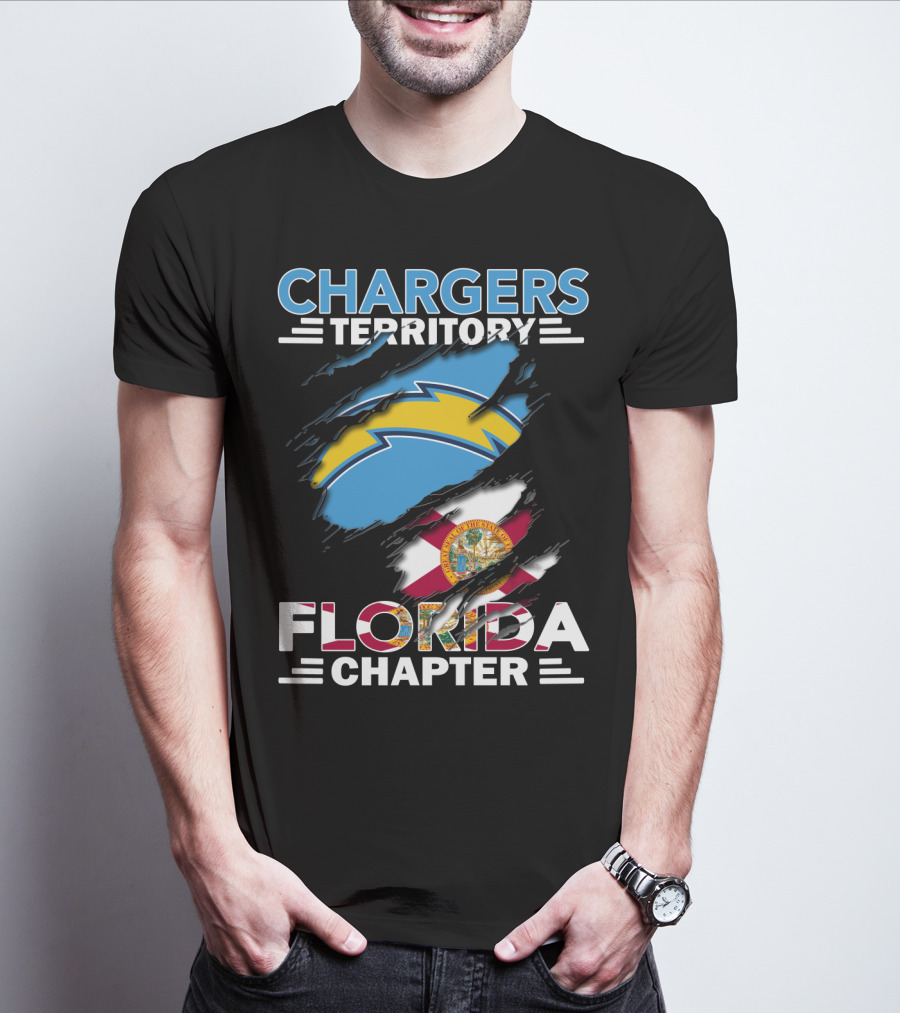 Chargers Territory Florida Chapter Logo With Florida State Flag And Bolt T-Shirt