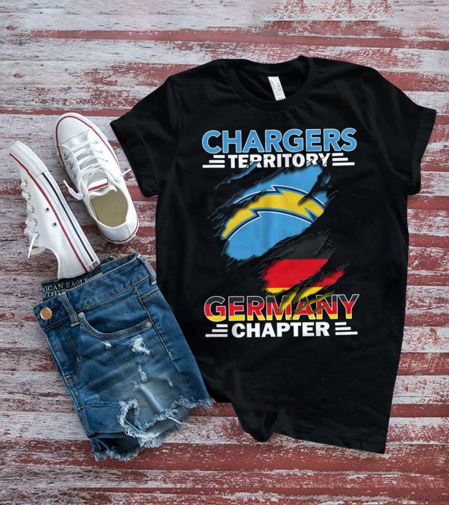 Chargers Territory Germany Chapter Germany Flag And Bolt T-Shirt