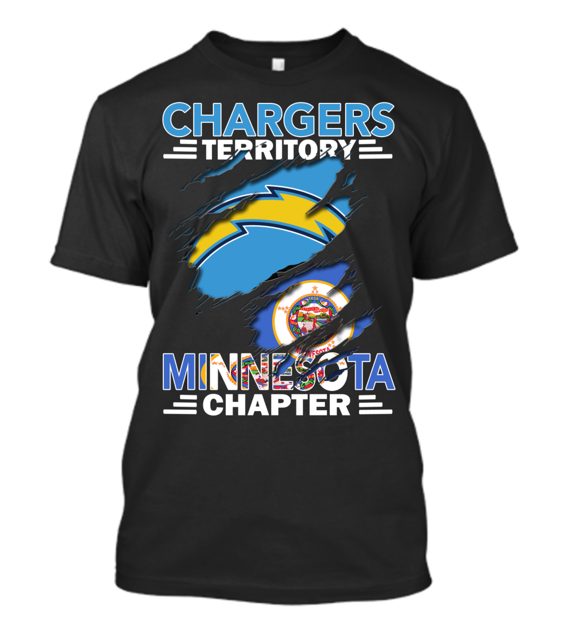 Chargers Territory Minnesota Chapter Logo With State Flag Elements T-Shirt
