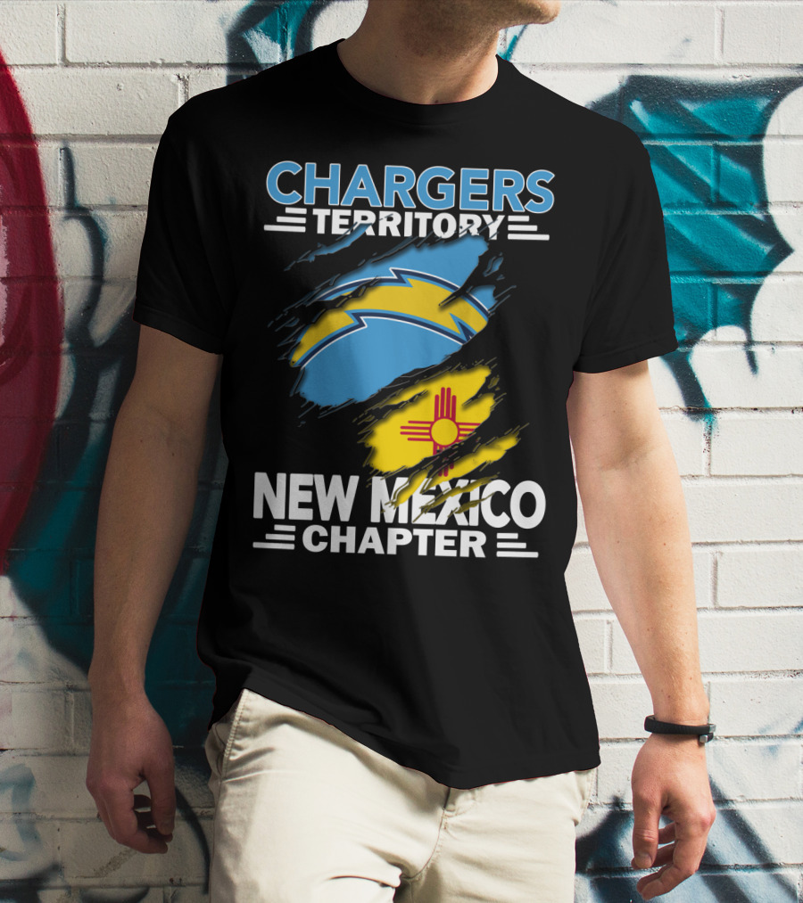 Chargers Territory New Mexico Chapter Torn Flags Zia Symbol Bolt T-Shirt