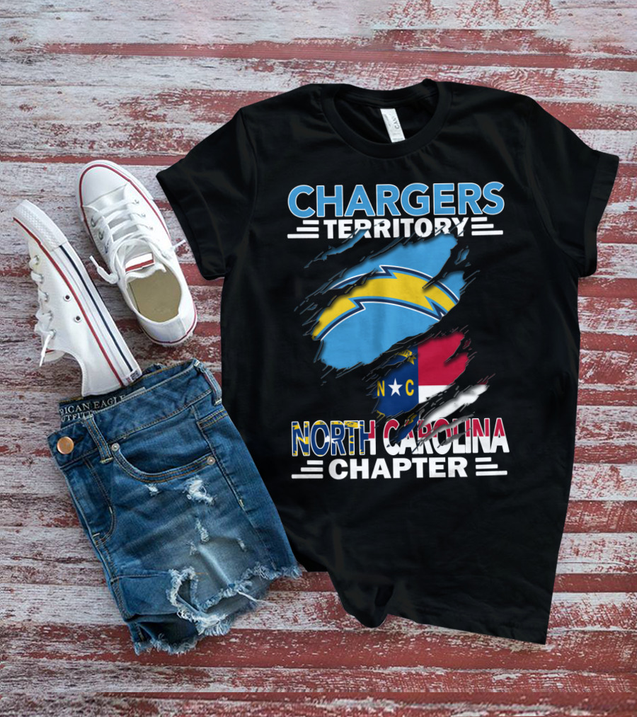 Chargers Territory North Carolina Chapter Logo With State Flag And Team T-Shirt