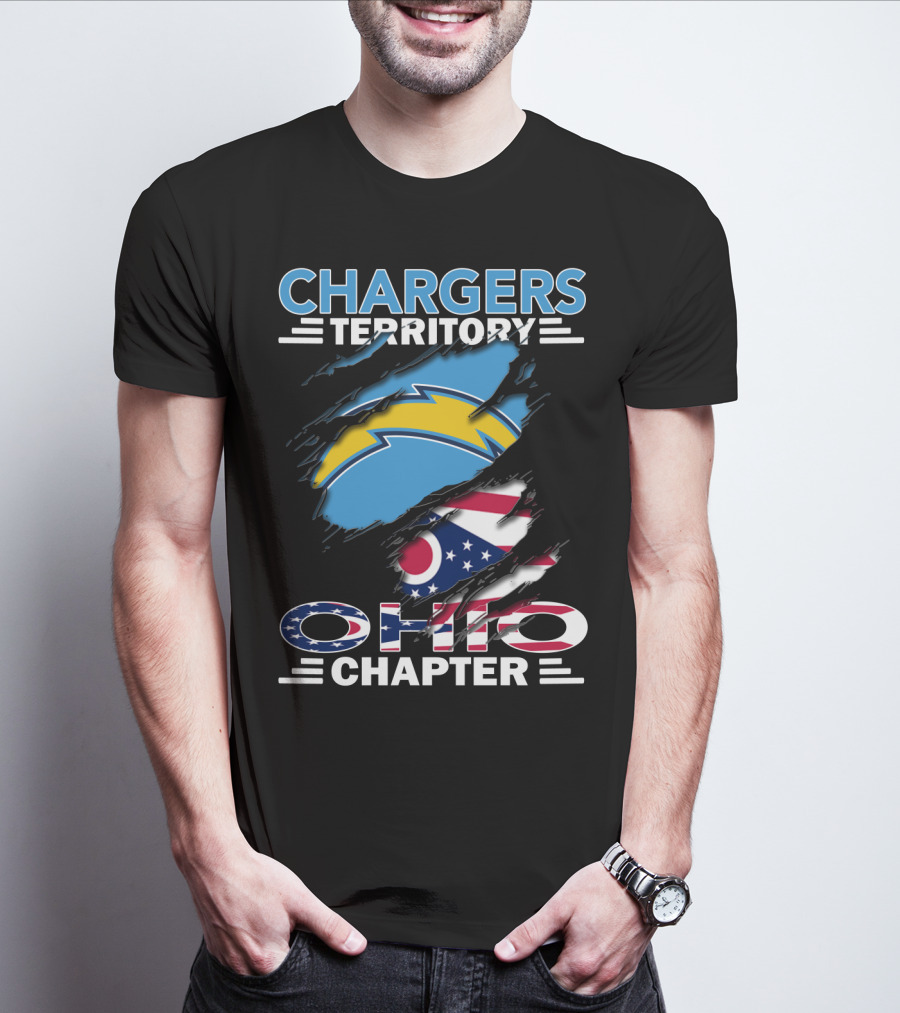 Chargers Territory Ohio Chapter Ohio Flag And Lightning Bolt T-Shirt