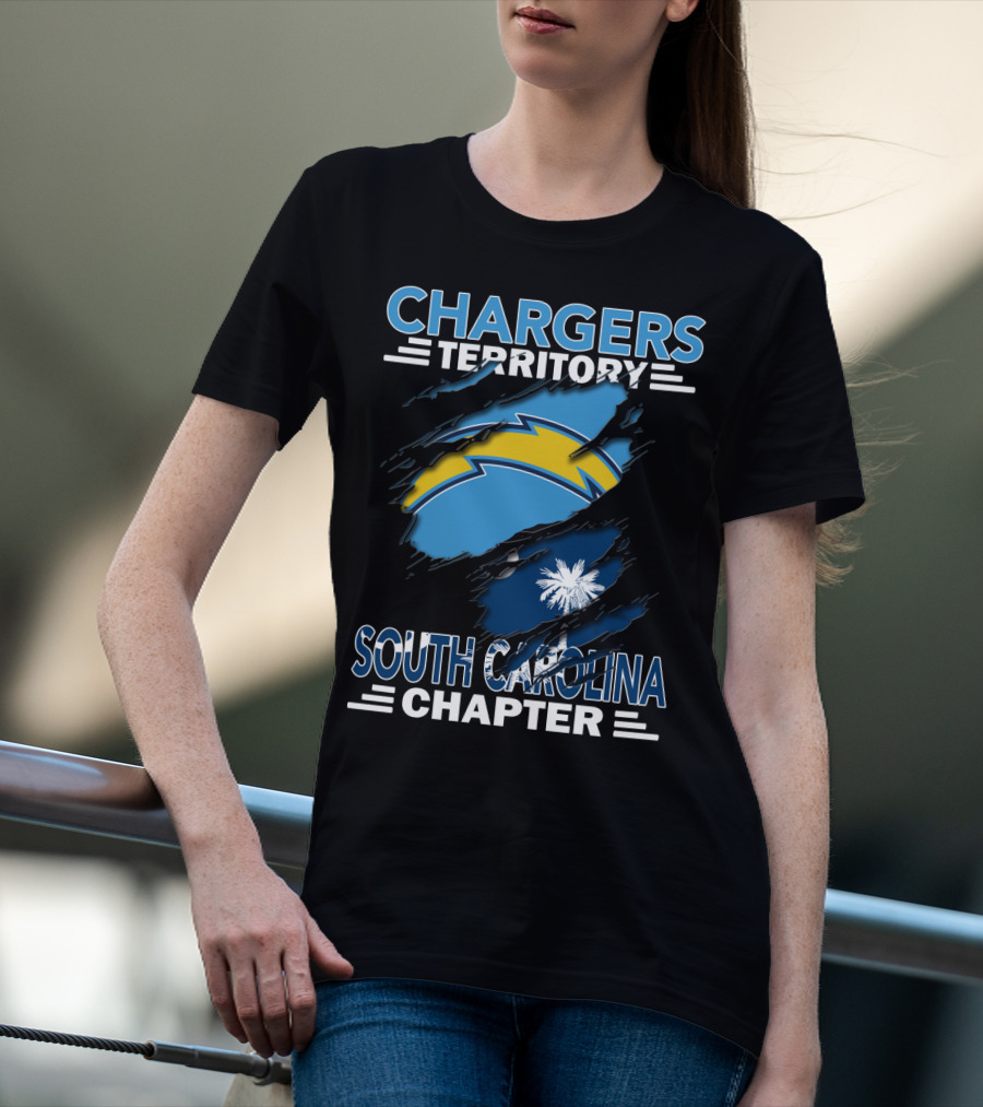 Chargers Territory South Carolina Chapter NFL Football Team Logo And State Flag Combo T-Shirt