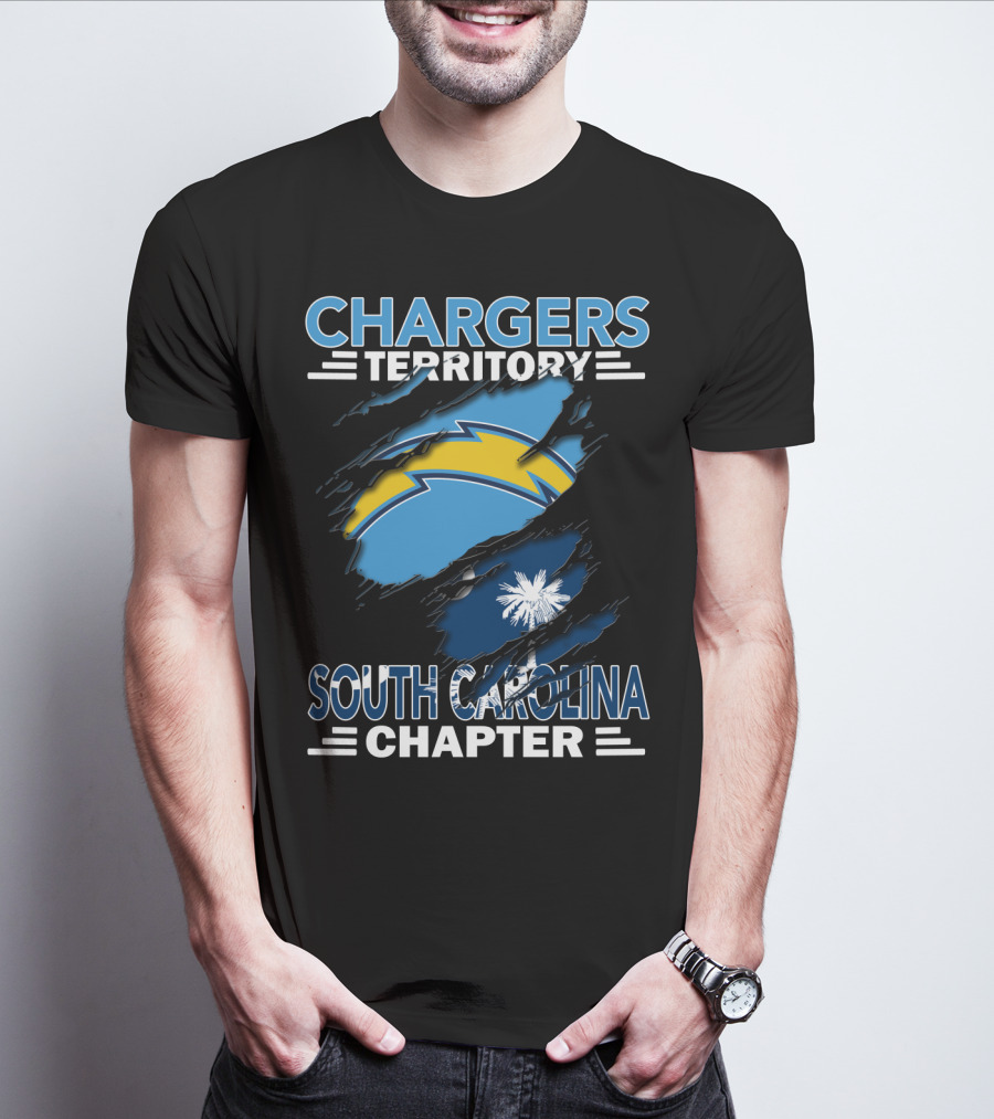 Chargers Territory South Carolina Chapter NFL Football Team Logo And State Flag Combo T-Shirt