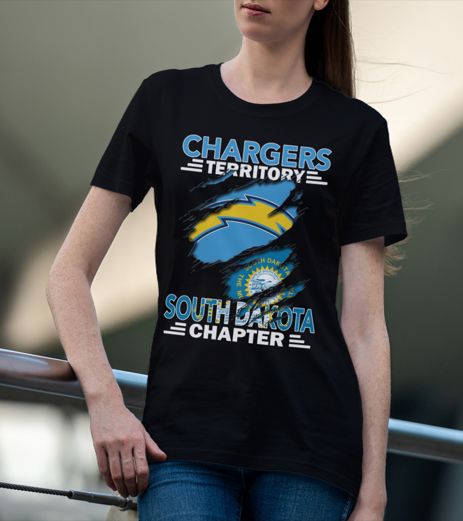 Chargers Territory South Dakota Chapter State Flag Lightning Bolt T-Shirt