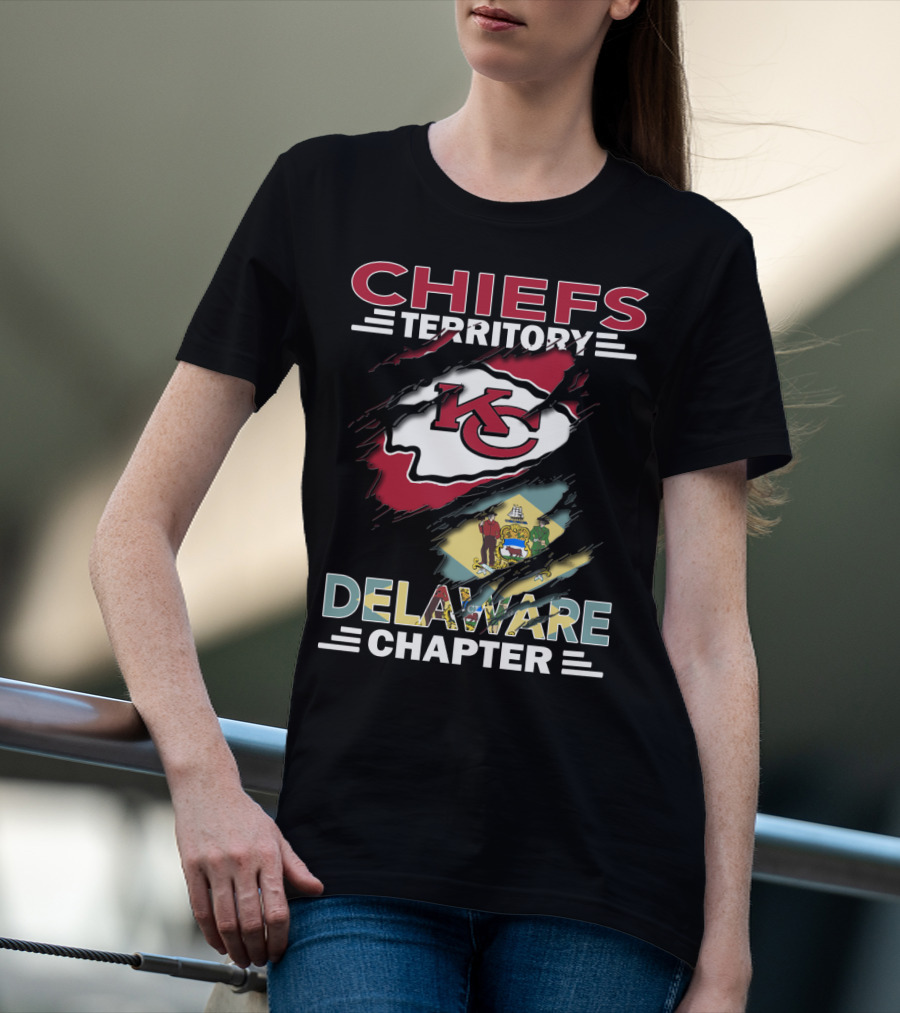 Chiefs Territory Delaware Chapter Kansas City Logo State Flag T-Shirt