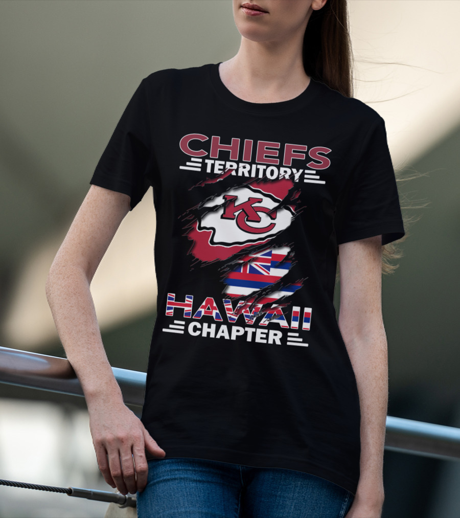 Chiefs Territory Hawaii Chapter KC Logo Hawaiian Flag T-Shirt