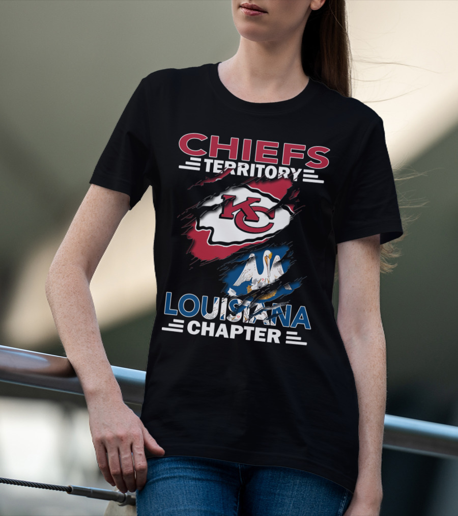 Chiefs Territory Louisiana Chapter KC Logo And State Flag T-Shirt