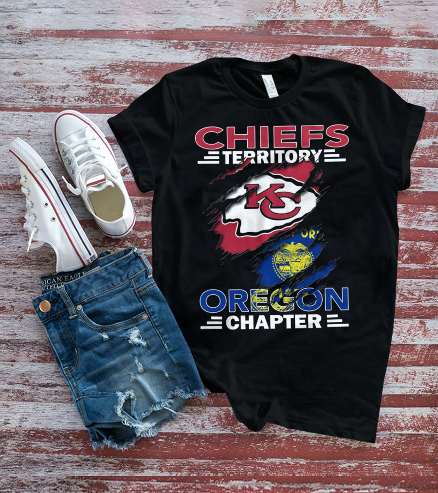 Chiefs Territory Oregon Chapter KC Chiefs Logo With Oregon State Flag T-Shirt