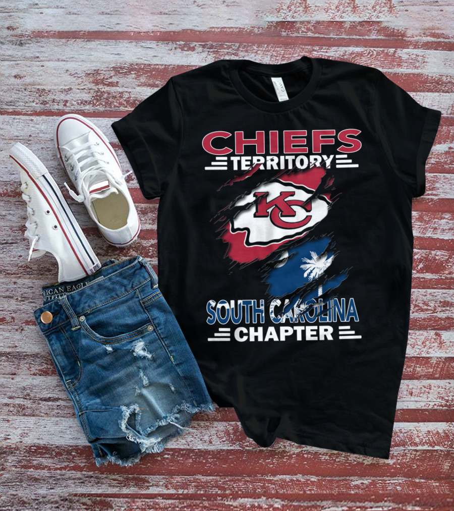 Chiefs Territory South Carolina Chapter KC Logo Wrapping Palmetto Flag T-Shirt