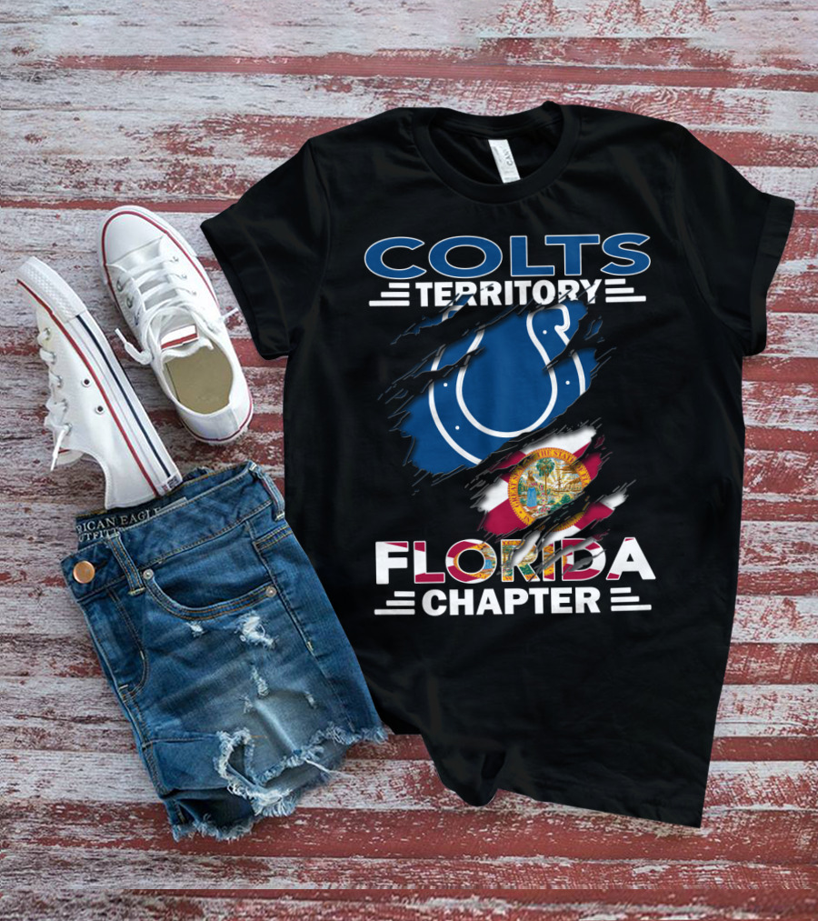 Colts Territory Florida Chapter Blue Horseshoe And State Flag T-Shirt
