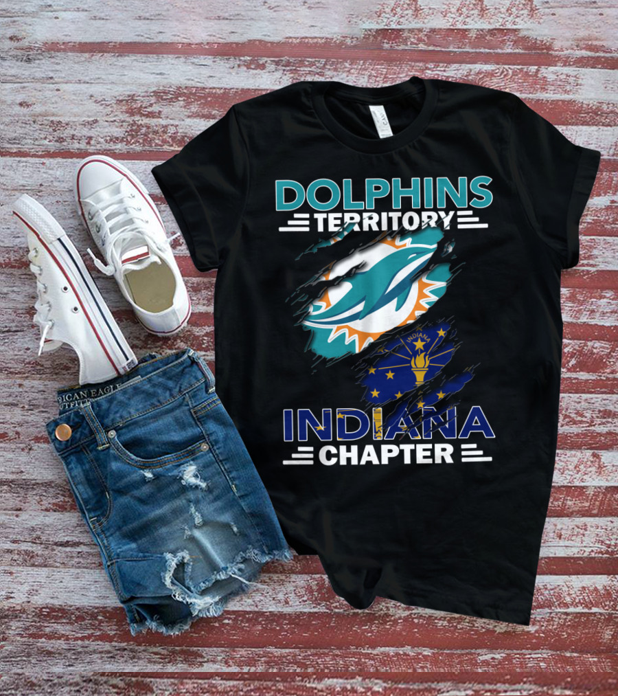 Dolphins Territory Indiana Chapter Miami Logo Indiana Flag Combination T-Shirt
