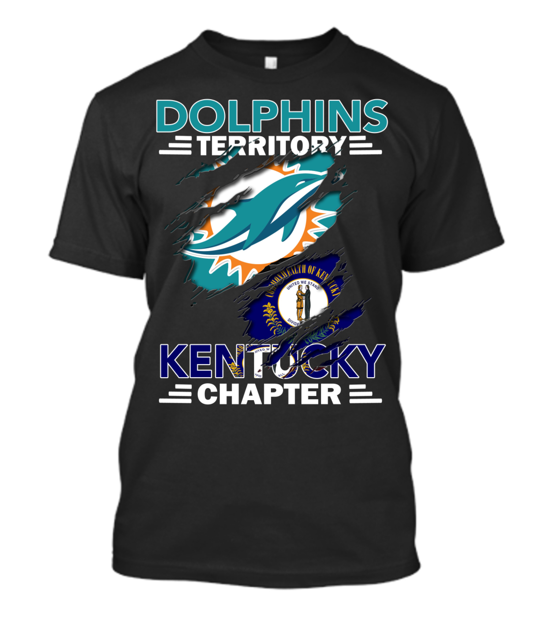 Dolphins Territory Kentucky Chapter Miami Dolphins Kentucky Flag T-Shirt