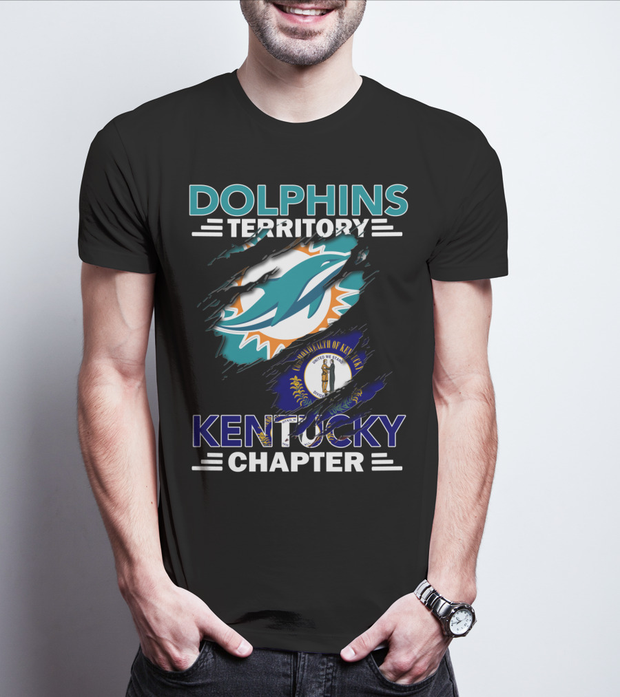 Dolphins Territory Kentucky Chapter Miami Dolphins Kentucky Flag T-Shirt