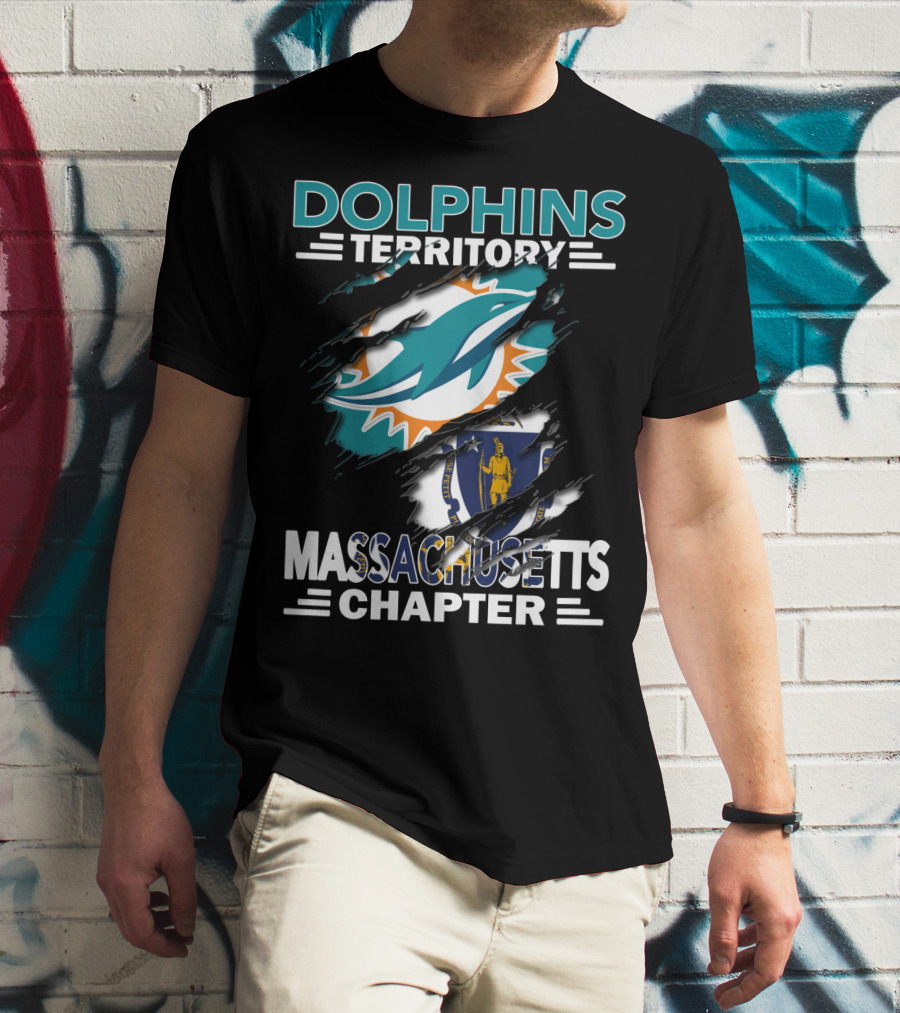 Dolphins Territory Massachusetts Chapter Miami Logo And State T-Shirt