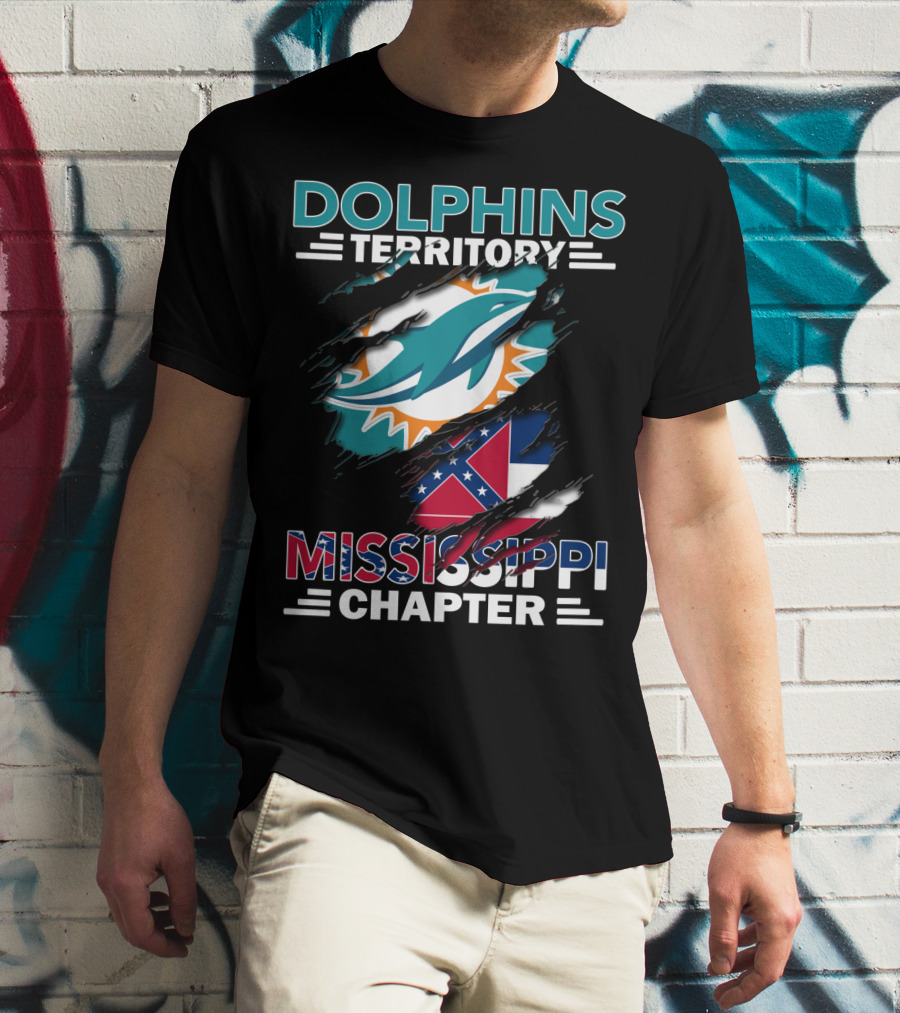 Dolphins Territory Mississippi Chapter Logo And Flag Display T-Shirt