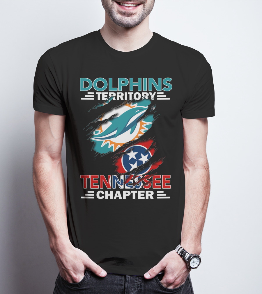 Dolphins Territory Tennessee Chapter Miami Logo And Tennessee Flag T-Shirt