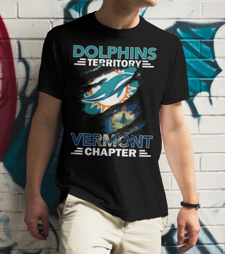 Dolphins Territory Vermont Chapter Miami Dolphins Vermont State T-Shirt