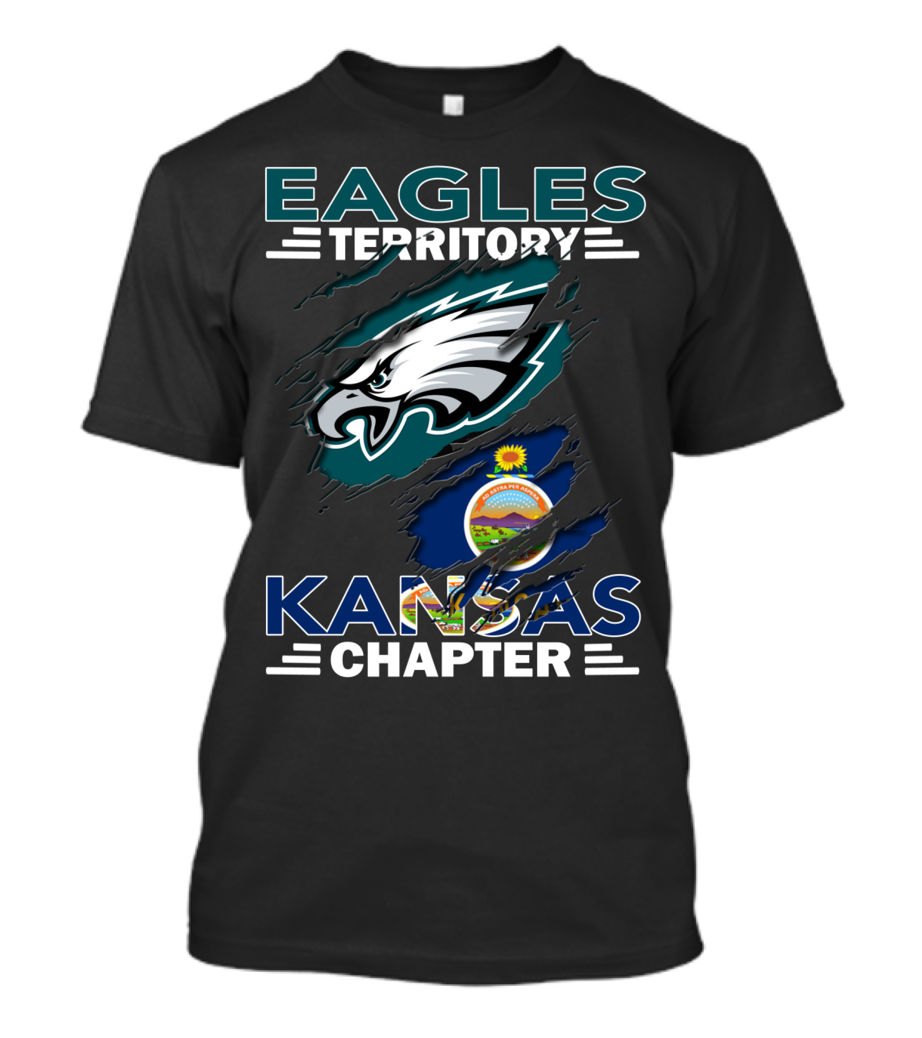 Eagles Territory Kansas Chapter Philadelphia Eagles Kansas State Flag T-Shirt