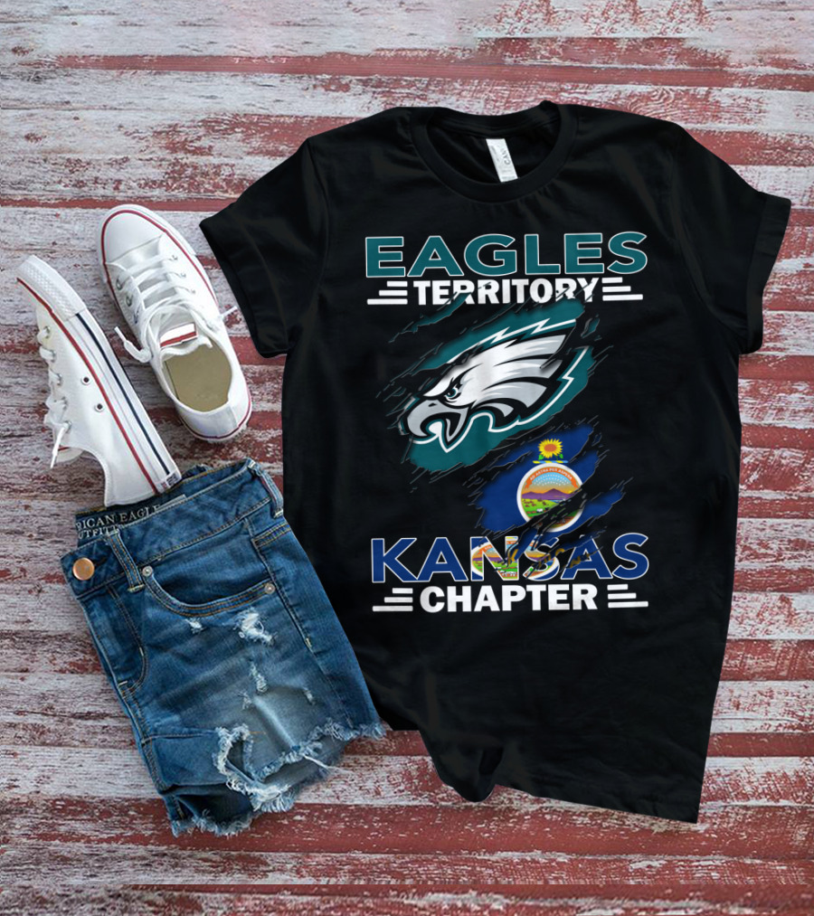 Eagles Territory Kansas Chapter Philadelphia Eagles Kansas State Flag T-Shirt