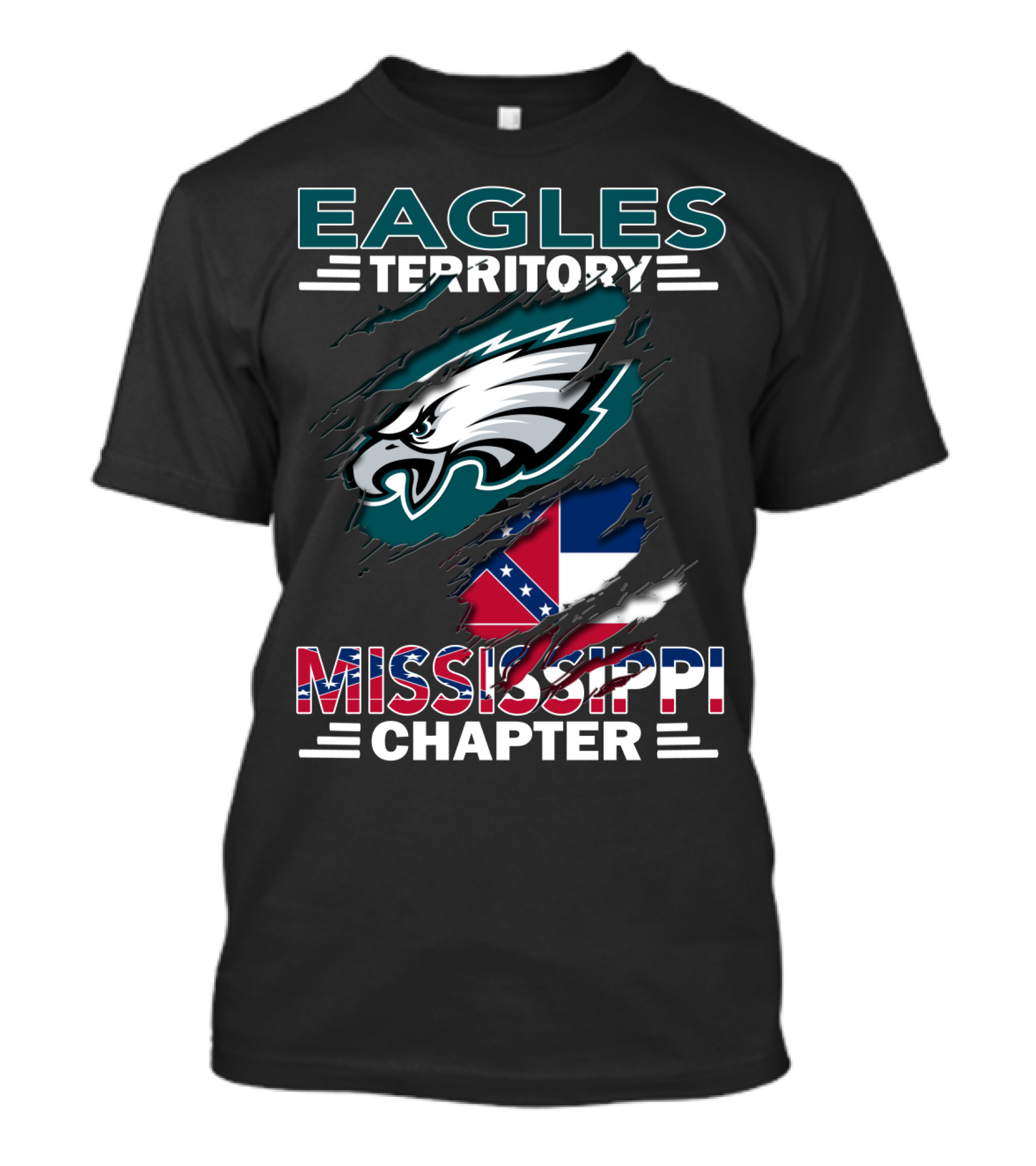 Eagles Territory Mississippi Chapter Confederate Flag Emblem T-Shirt