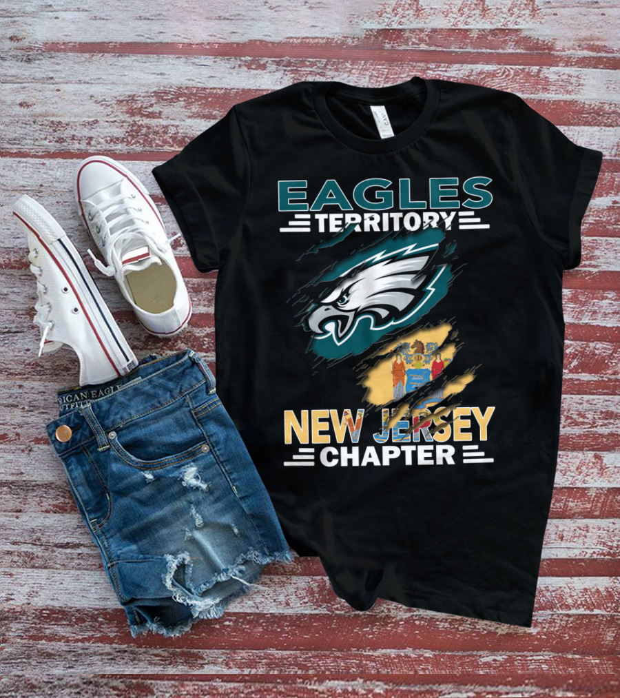 Eagles Territory New Jersey Chapter With Philadelphia Eagles Logo And NJ State Flag T-Shirt