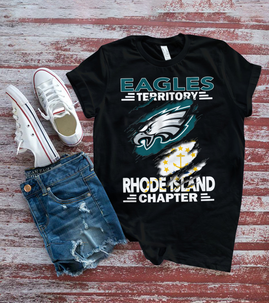 Eagles Territory Rhode Island Chapter Logo With State Flag And Team Insignia T-Shirt