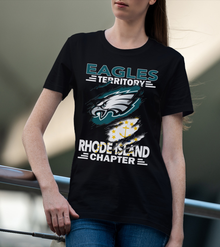 Eagles Territory Rhode Island Chapter Logo With State Flag And Team Insignia T-Shirt