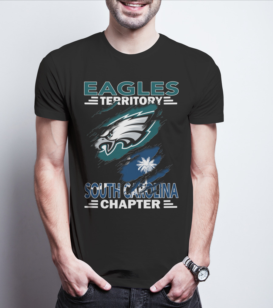 Eagles Territory South Carolina Chapter Fan Support With Iconic Eagle Logo And State Flag Elements T-Shirt