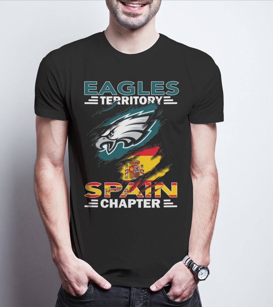 Eagles Territory Spain Chapter Fan Pride With Spanish Flag And Eagle T-Shirt