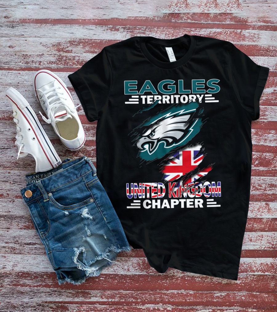 Eagles Territory United Kingdom Chapter NFL Team Logo Union Jack T-Shirt