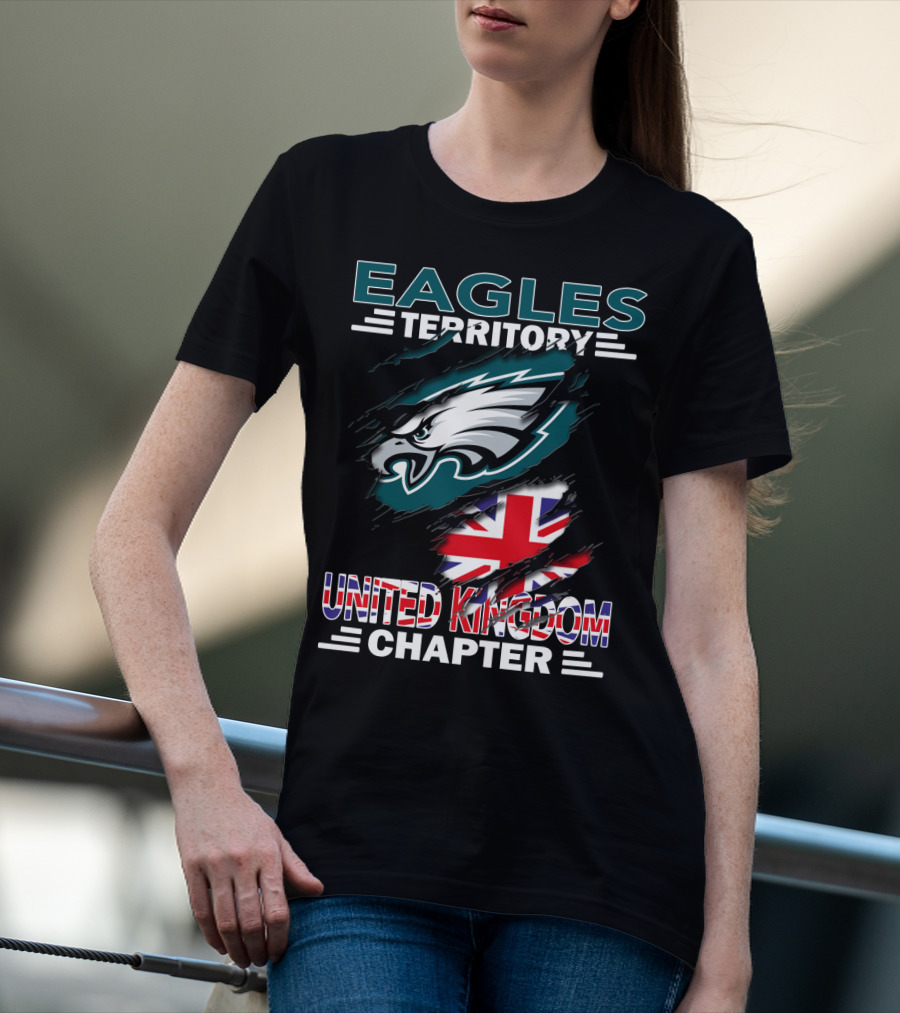 Eagles Territory United Kingdom Chapter NFL Team Logo Union Jack T-Shirt