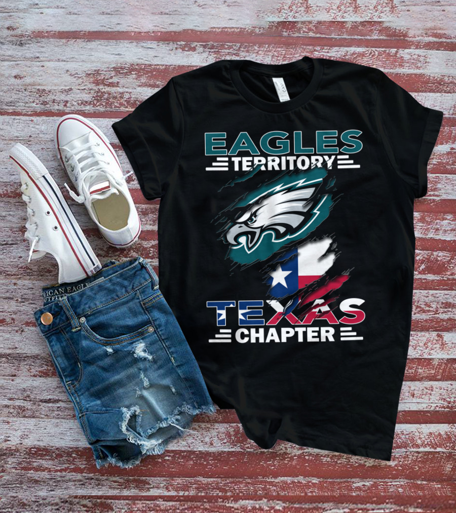 Eagles Territory Texas Chapter NFL Fan Club Texas Flag Integration T-Shirt