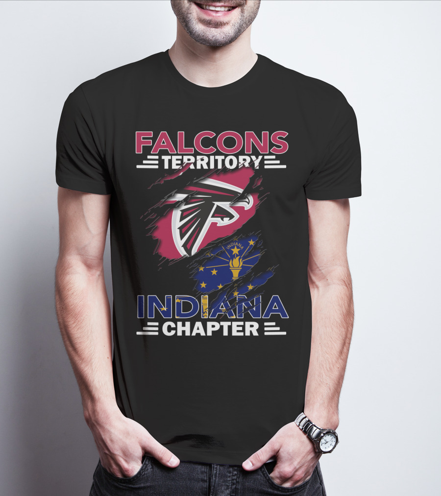 Falcons Territory Indiana Chapter With Atlanta Falcons Logo And Indiana State Flag T-Shirt