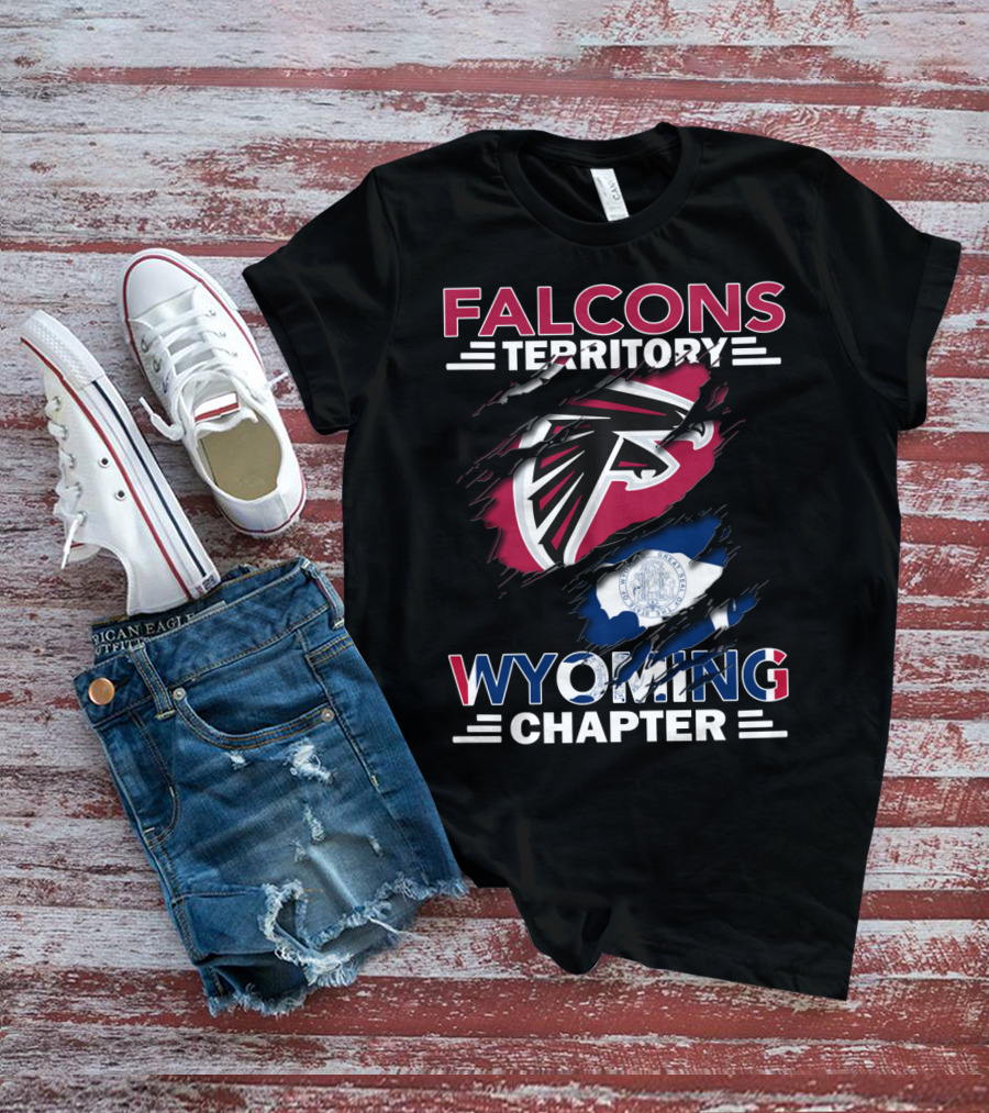 Falcons Territory Wyoming Chapter Flag Crest T-Shirt