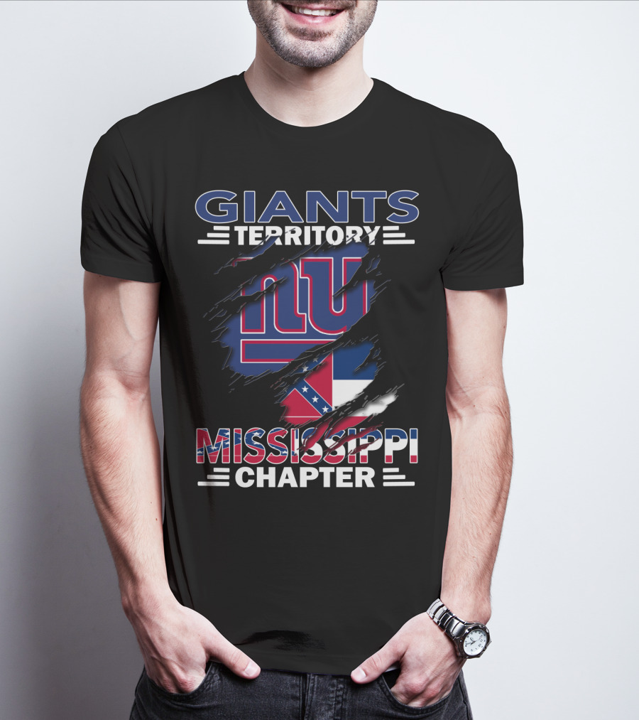 Giants Territory Mississippi Chapter NY Logo And Mississippi Flag Elements T-Shirt