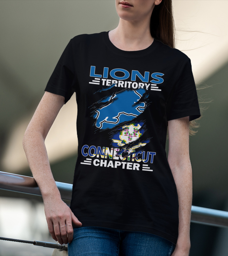 Lions Territory Connecticut Chapter State Crest Ripped T-Shirt