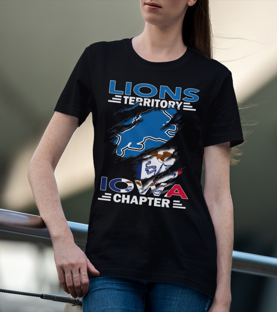 Lions Territory Iowa Chapter Ripped Flag T-Shirt