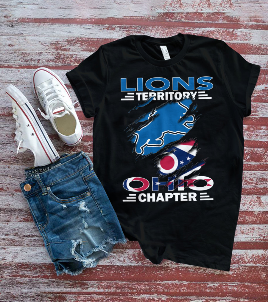 Lions Territory Ohio Chapter Ohio Flag And Lion T-Shirt